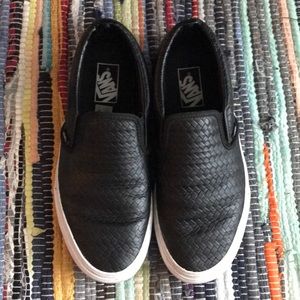 Black leather vans women’s 9.5